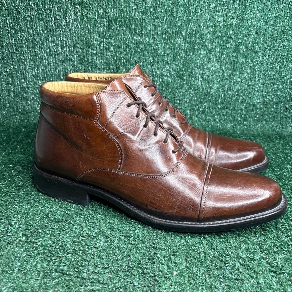 Johnston and Murphy Cap Toe Leather Captain Boots Made In Italy Men’s Size 11